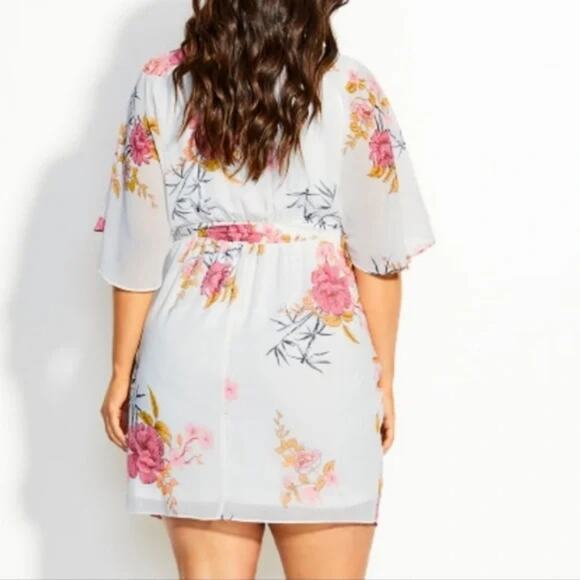 City Chic Wrap Dress Beloved Ivory floral boho size S / 16 new! - Picture 2 of 10